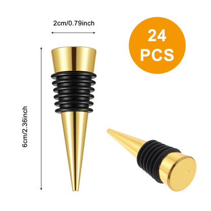 24 Pcs Gold Wine Bottle Stopper Set, Resin Wine Bottle Stoppers Molds Set Accessories, Stopper for Silicone Molds Epoxy Resin Alloy