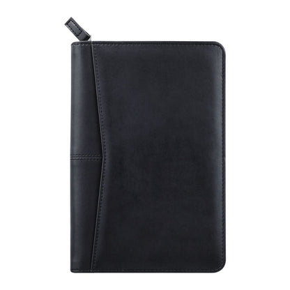 Gorbado Small Portfolio Organizer, A5 Zippered Business Portfolio, Junior Padfolio Folder Binder for Women & Men, 5 x 8 Writing Pad Included, Black