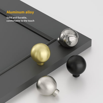 Goldenwarm 10 Pack Matte Black Cabinet Knobs Kitchen Dresser Drawer Knobs Round Ball Hardware for Cabinets Single Hole