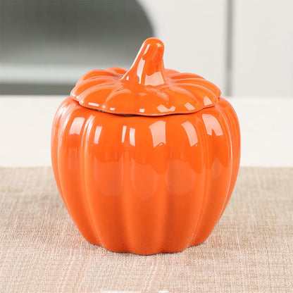WAIT FLY Pumpkin Airtight Ceramic Tea Canister Food Storage Jar-Orange-7 OZ