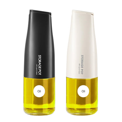 YARRAMATE 2Pcs Large Capacity Aesthetic Olive Oil Dispenser for Kitchen, 500ml /17oz Cooking Glass Vinegar Drizzler, Leak Proof Oil Bottle, Non-Drip Soy Sauce Dispenser, Oil Pourer&Labels(White&Black)