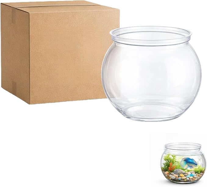 Mini Plastic Fish Bowl, Small Decorative Fish Bowl with Glass-Like Clarity, Unbreakable Acrylic Fish Bowl for Tabletop Decor, Parties, Events & Light Aquatic Use