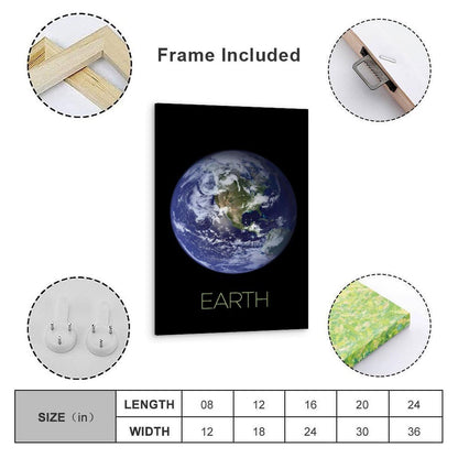 Solar System Canvas Wall Art - Earth Planet Space Poster for Kids Room Bedroom Classroom, STEM Educational Astronomy Decor, Science Gift for Boys Girls Teens, 16x24 Inch Framed