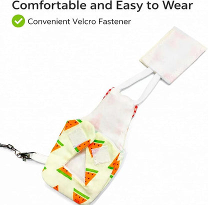 Budgerigar Lovebird Bird Diaper and Leash Set, Small Bird Diaper and Harness, Reusable Flight Suit for Small Parrots Young Cockatiels Conure/Adult Parakeet Lovebird (M)