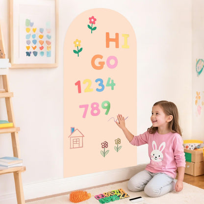 OMKSIH Arch Magnetic Wall Decal 39.3x17.5 Inch Milk Tea Magnetic Chalk Board Sticker Magnet Chalkboard for Wall Peel and Stick Self Adhesive Blackboard Multifunctional for Playroom Home