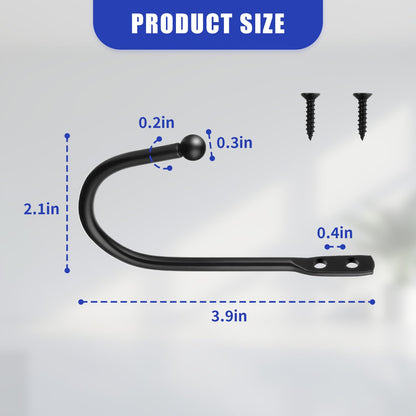 Gaahkai 12PCS Curtain Tie Back Hooks, Metal Curtain Holdbacks Side Tiebacks Wall Mounted with Screws, Black