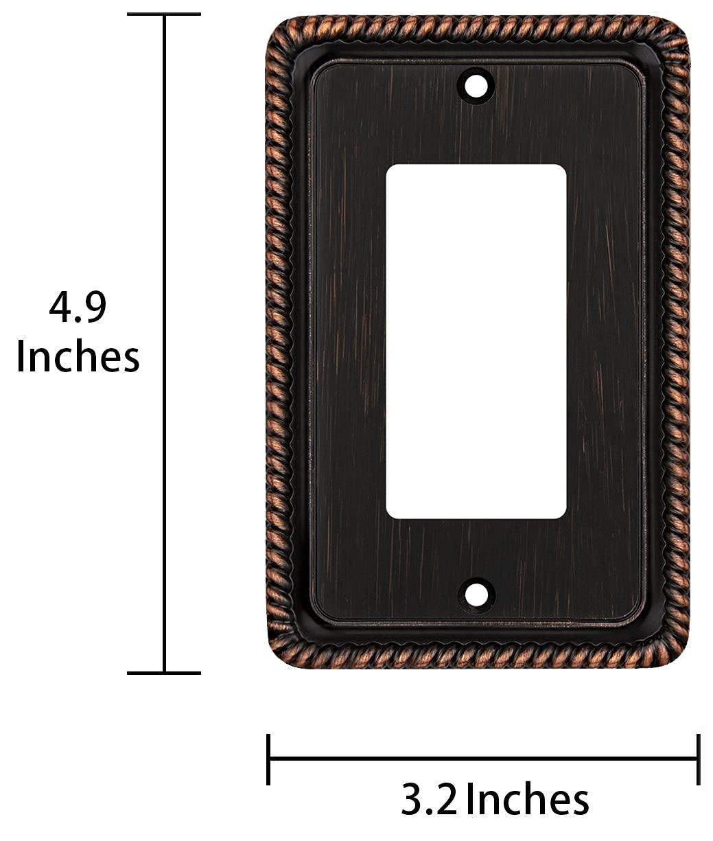 Henne Bery Rope Edge Decorative Wall Plate Switch Plate Outlet Cover (Single Decorator, 2 Pack, Aged Bronze)