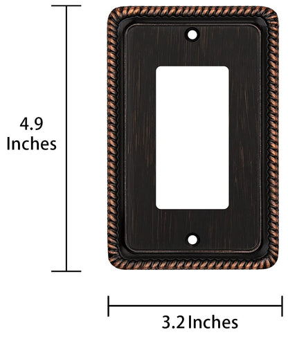 Henne Bery Rope Edge Decorative Wall Plate Switch Plate Outlet Cover (Single Decorator, 2 Pack, Aged Bronze)