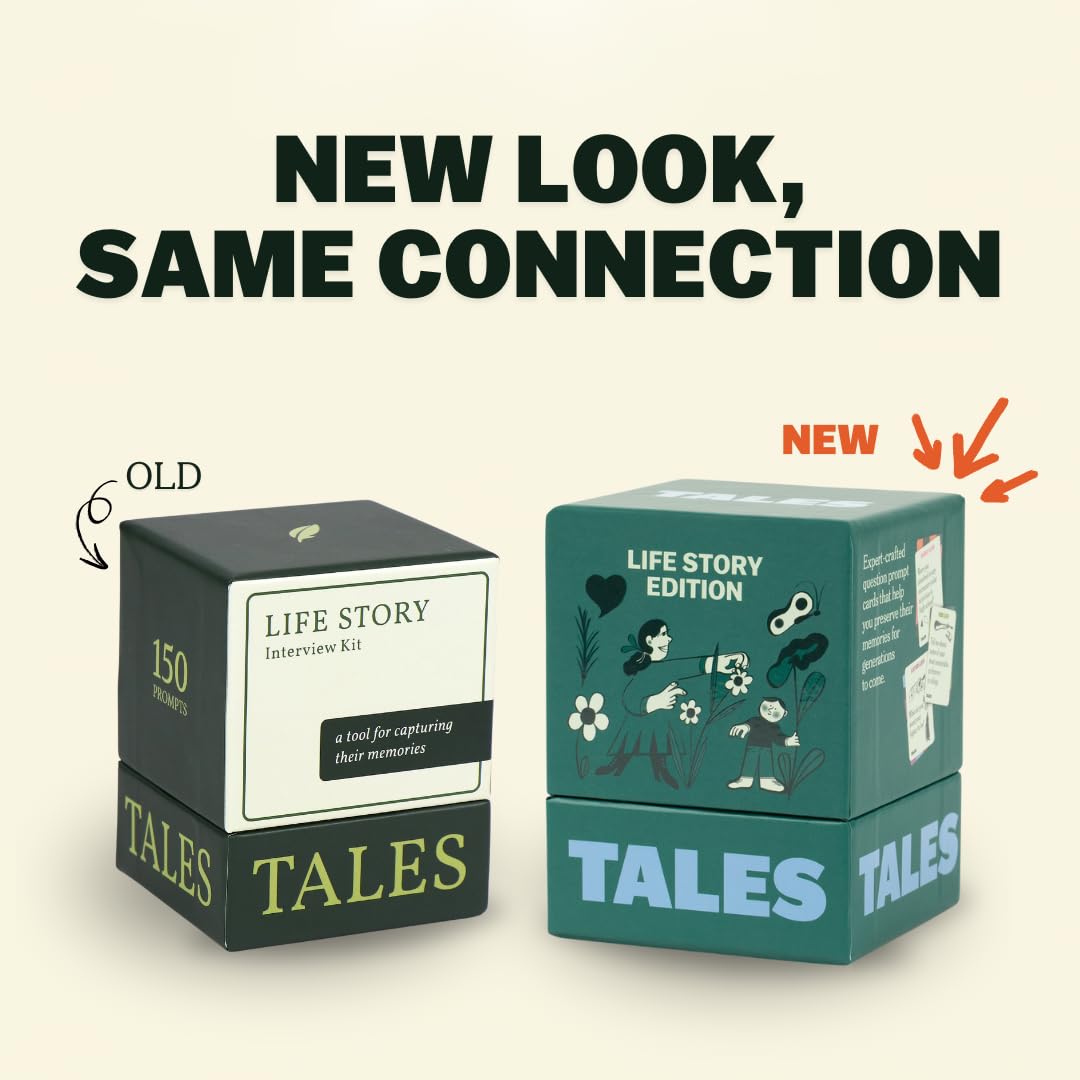 TALES 150 Life Story Interview Kit, Conversation Cards, for Grandparents, Parents, Families, Adults, Game Night, Road Trips, Dinner Table, Getting to Know You (New Edition)