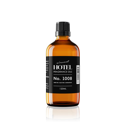 AirScent Hotel Diffuser Oil No. 1008 - White Tea, Aloe Vera & Sandalwood - Premium Fragrance Oil for Ultrasonic and Waterless Diffusers and Crafting - 500 mL, 16.9 fl oz Glass Bottle