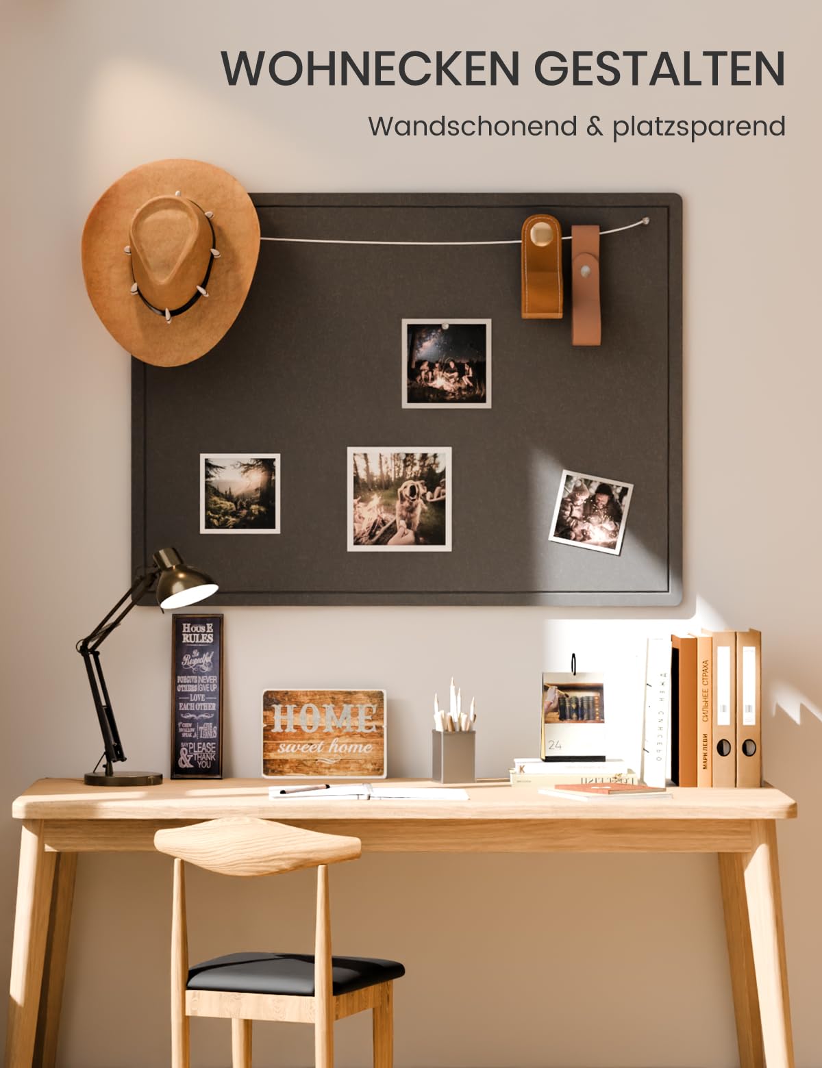 Fluxynara Large Bulletin Board, 47.2" x 35.4" Cork Board Alternative with 24 Safe Removable Adhesive Tabs, Foldable Felt Pin Board for Home Office, Classroom, Bedroom,Entryway for Walls—Black