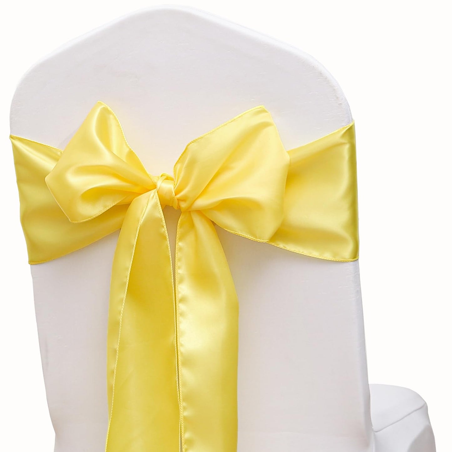 ZSJFMF Pack of 50 Satin Yellow Chair Sashes Bows 7 X 108 Inch Universal Chairs Ribbons for Wedding Ceremony Party Banquet Restaurant Event Decorations - Yellow Chair Sashes 50 Pack