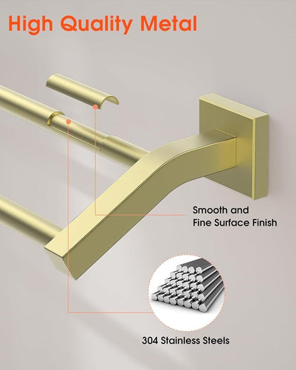 Alise Bath Double Towel Bars Towel Racks for Bathroom,Wall Mount Towel Holder Heavy Duty SUS304 Stainless Steel Towel Hanger Towel Rail,Gold,32 Inch