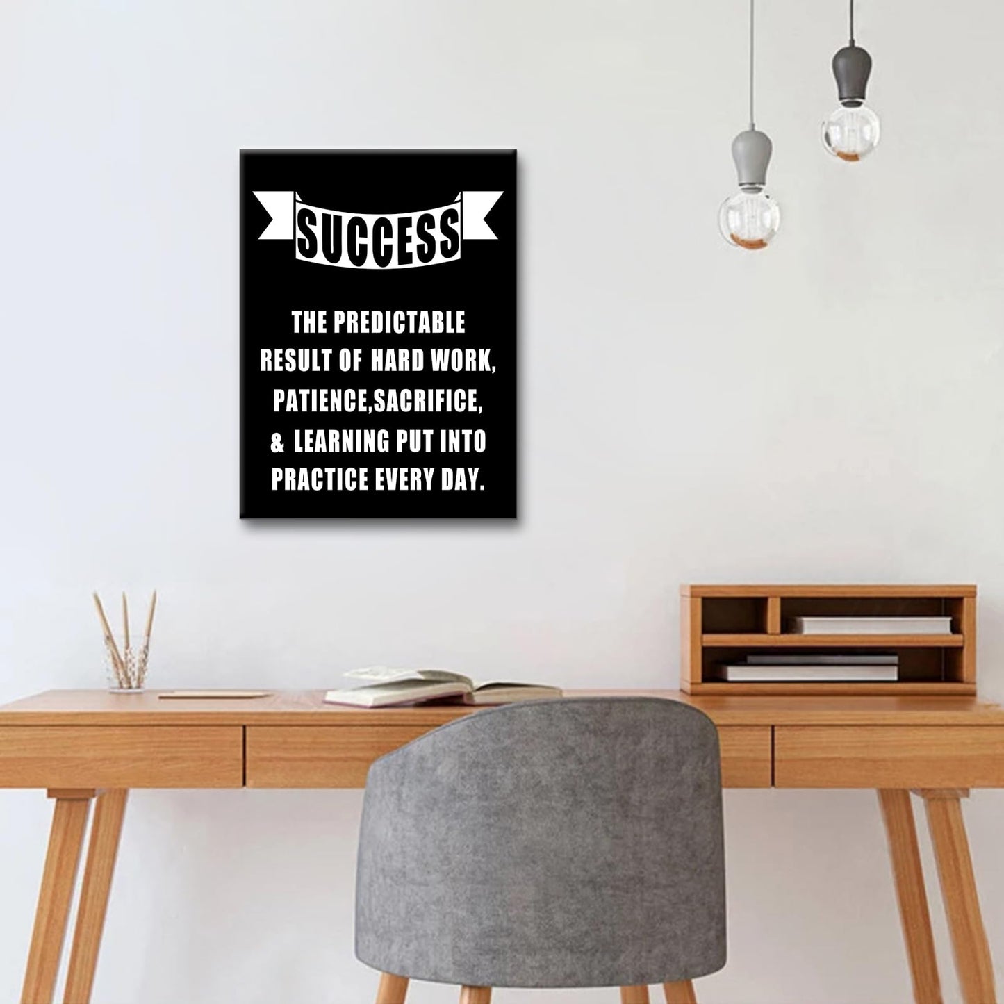 Motivational Canvas Wall Art Positive Sign Success Print Poster Entrepreneur Quotes Picture Painting for Office Class Room School Wall Decoration Stretched and Framed [18''Wx24''H]