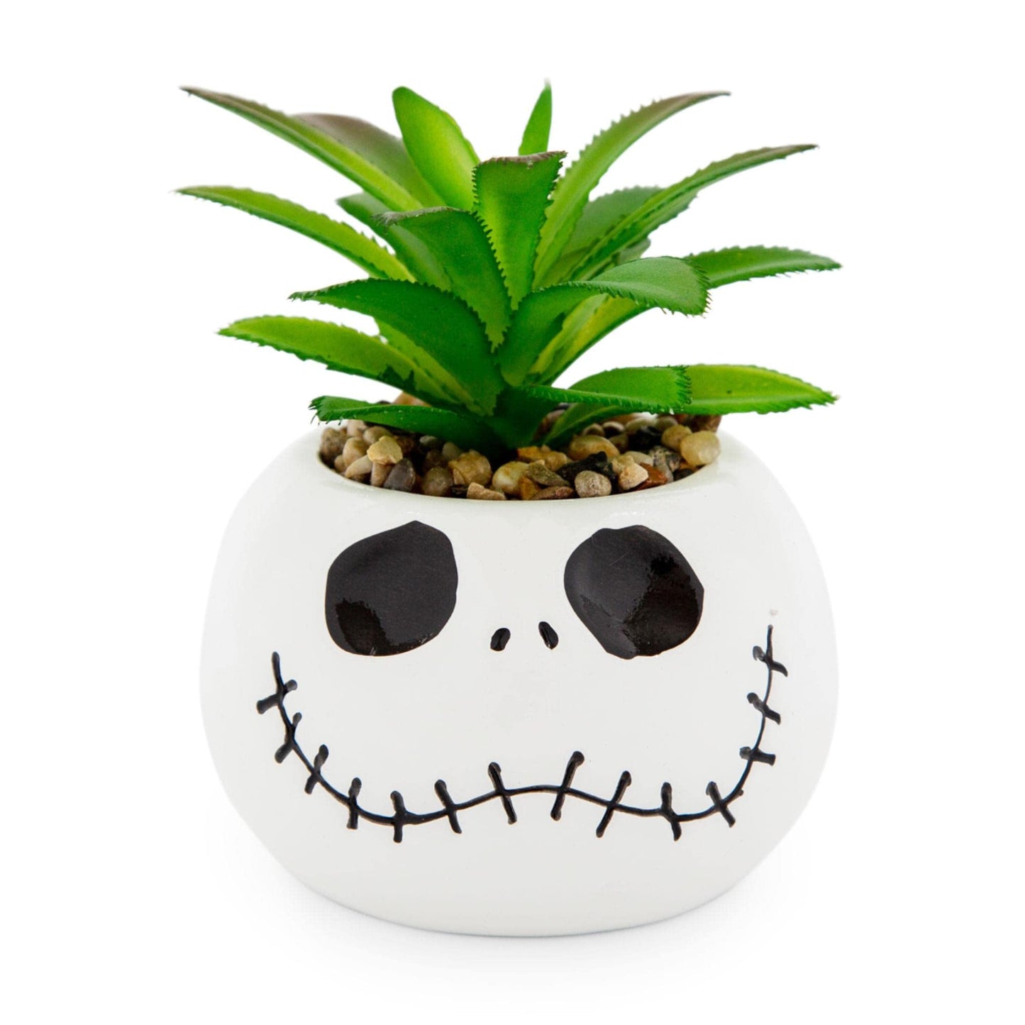 Disney The Nightmare Before Christmas Jack Skellington 3-Inch Ceramic Mini Planter with Artificial Succulent | Small Flower Pot, Faux Indoor Plants for Desk Shelf, Home Decor Trinket Tray