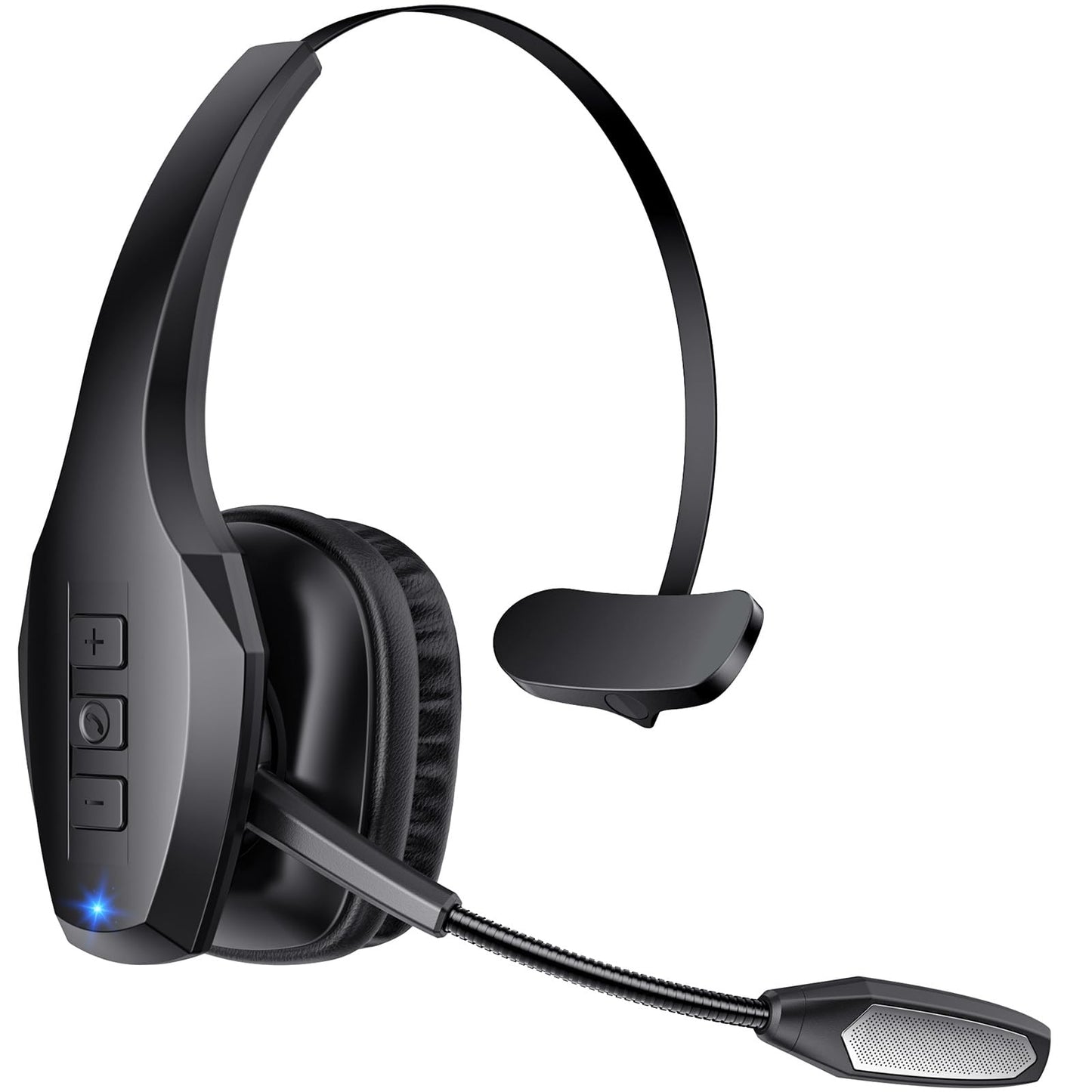 Trucker Bluetooth Headset, Wireless Headset with Mic, Bluetooth Headsets with Dual Noise Cancelling Microphone & Mute Button, 55Hrs Working Time PC Headsets for Cell Phones, Computer, Truck Driver