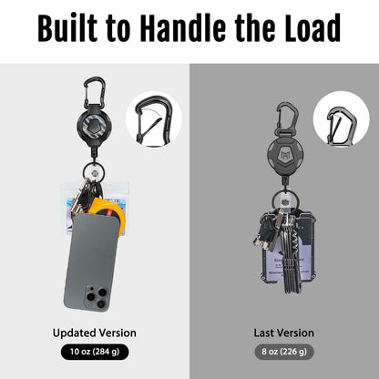 MNGARISTA Heavy Duty Retractable Keychain Lanyard,10 OZ Retraction 31.5" Stainless Steel Cable, 2 Pack Carbon Fiber Badge Reel ID Holder with Tactical Carabiner Clip for Work Officer Security Staff