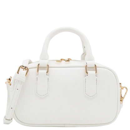FashionPuzzle Mini PU Leather Satchel Purse Top Handle Crossbody Bag (White)