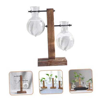 Generic 2pcs Bottle Plant Terrarium Vases Plant Light Bulb Decoration Hydroponic Vase Indoor Bulb Desktop Decor Hydroponic Glass Wooden