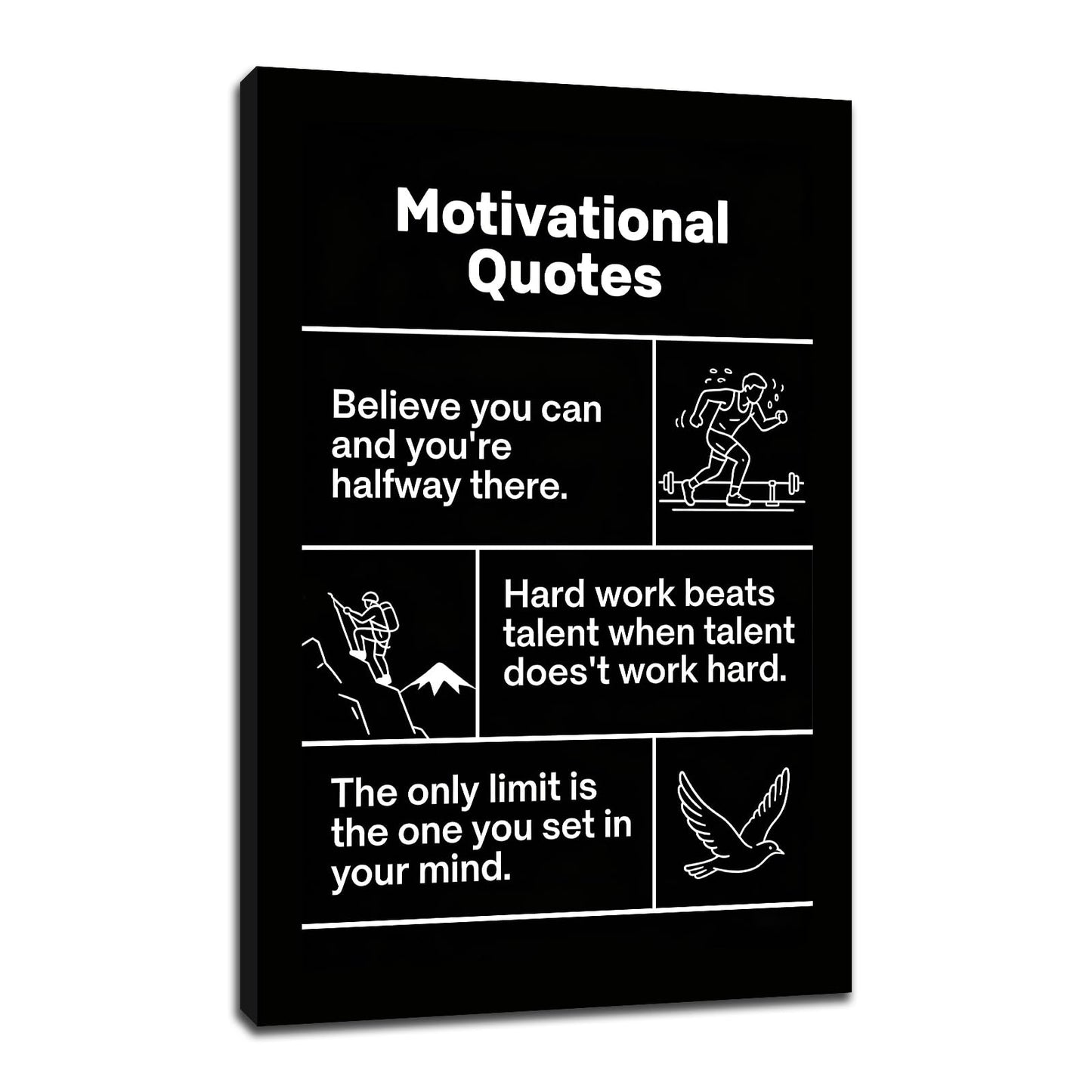 Motivational Wall Art Believe Hard Work Limit Entrepreneur Quotes Framed Canvas Small Inspirational Posters for Office Cubicle Decor Positive Affirmations Picture for Student Dorm 18x12 Inch