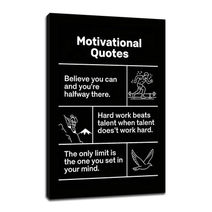 Motivational Wall Art Believe Hard Work Limit Entrepreneur Quotes Framed Canvas Small Inspirational Posters for Office Cubicle Decor Positive Affirmations Picture for Student Dorm 18x12 Inch