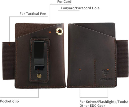 VIPERADE PJ12 Leather EDC Pocket Organizer for Belt, Multitool and Flashlight Holster, Leather EDC Holster with Pen Loop, EDC Leather Knife Sheath with Belt Clip