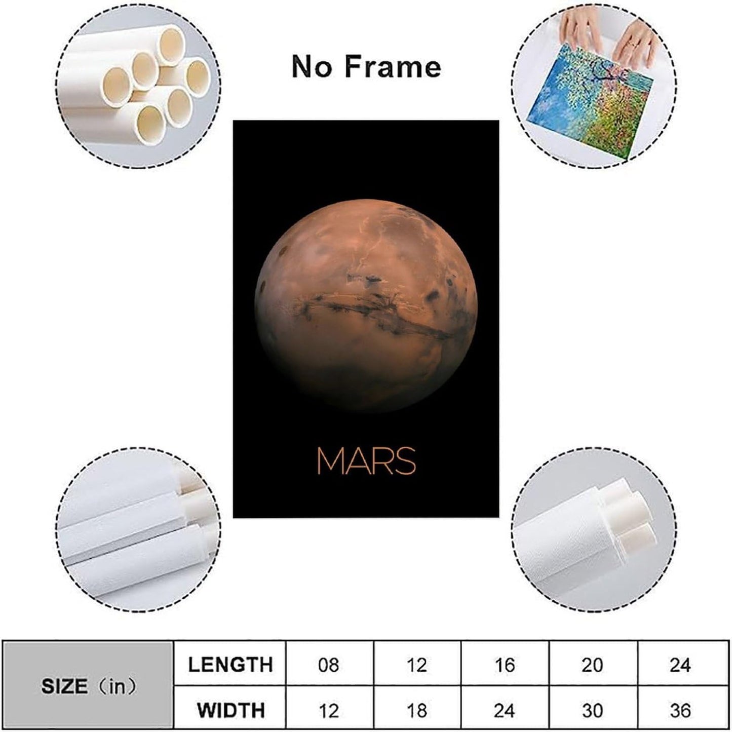 XIAOLOUTINYU Solar System Canvas Wall Art - Mars Planet Space Poster for Kids Room Bedroom Classroom, STEM Educational Astronomy Decor, Science Gift for Boys Girls Teens, 12x18 Inch Unframed