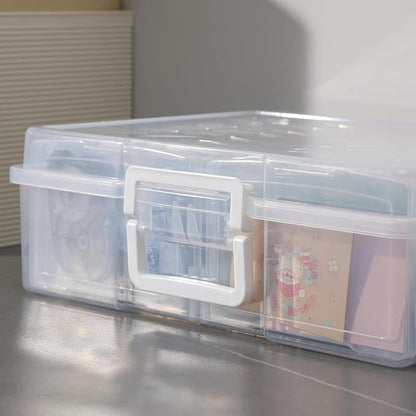 novelinks Transparent 4" x 6" Photo Organizers and Photo Storage Box with Handle, 16 Inner Photo Cases, Portable Picture Organizers & Photo Storage Containers (Clear 2Pack)