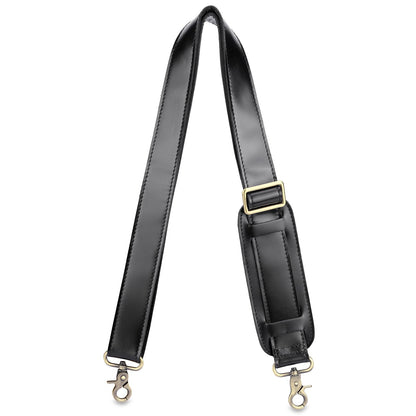 Enwaen Black Leather Bag Strap Replacement - Adjustable Shoulder Strap for Messenger Briefcase Duffle Crossbody Bags