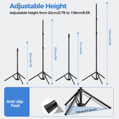 EMART 5 * 6.5ft White Photo Backdrop with Stand Kit for Photography Video Studio，White Screen Photoshoot Background Curtain with T-Shaped Portable Backdrop Stand Carrying Bag 5 Clamps