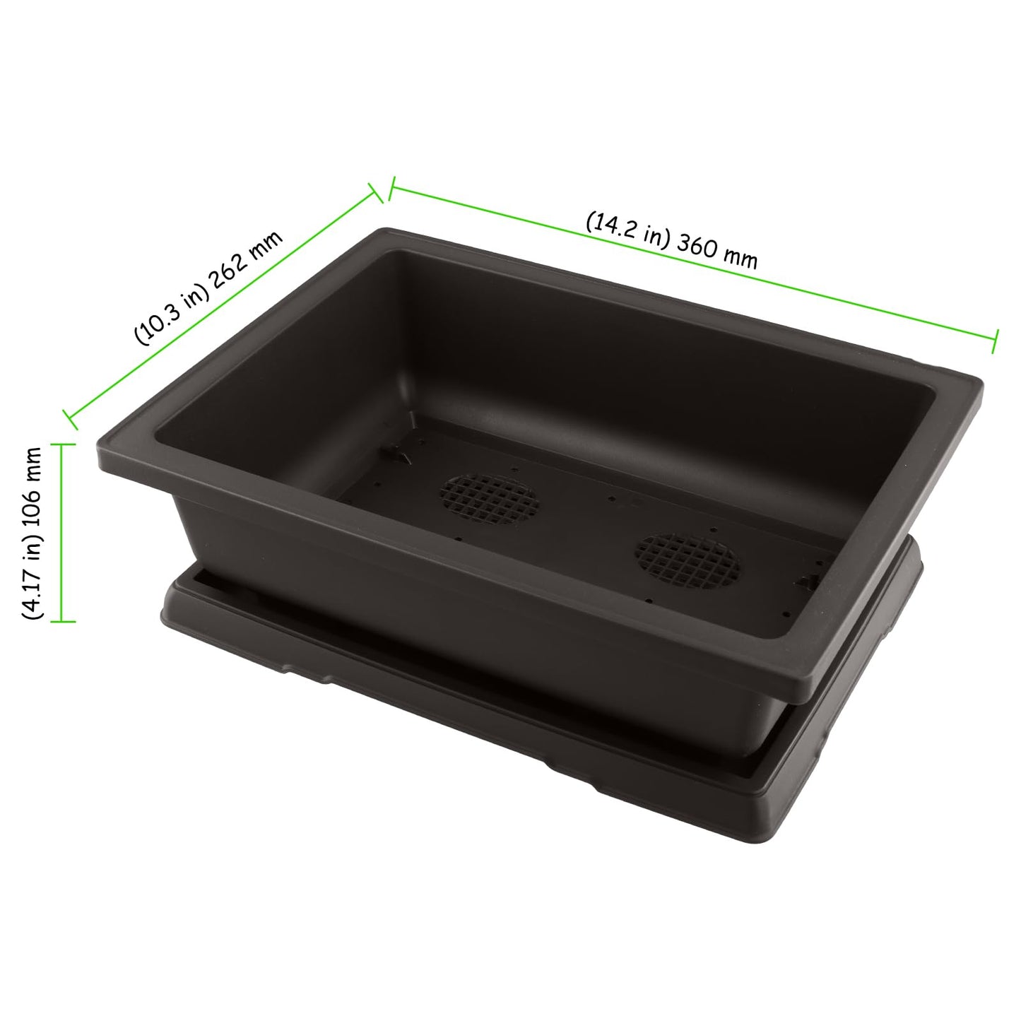 TAICHEUT 3 PCS 14 Inches Plastic Bonsai Training Pots, Rectangular Bonsai Tree Pots with Trays, Large Plastic Bonsai Container for Indoor, Outdoor
