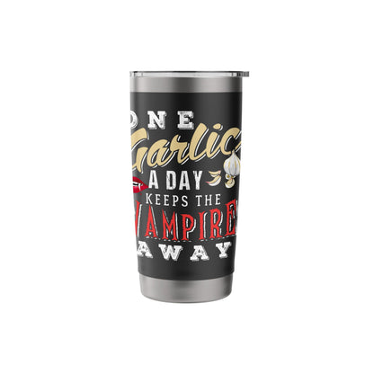 A Garlic And A Vampire Halloween Design For Spice Lover Stainless Steel Insulated Tumbler