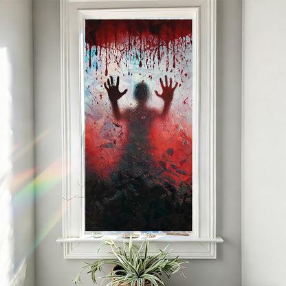 Cmialusie Bloody Hands Horror Scene Halloween Decor Window Film Window Privacy Film Glass Privacy Decals Living Room Sun Blocking Decor Removable Cling Stickers Window Stickers 17.3x39.3 Inch