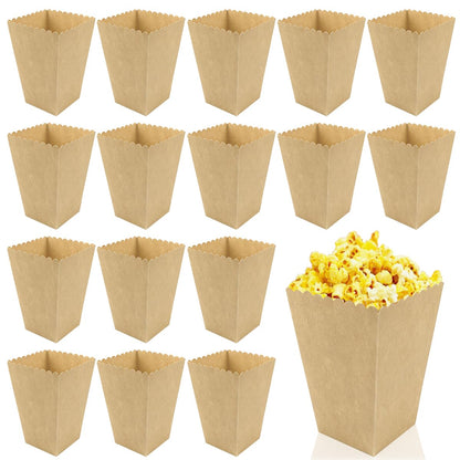 DOERDO 50pcs Popcorn Box for Party, Kraft Paper Popcorn Buckets Oil-Proof Snack Containers for Movie Theater Wedding Birthday Party, 3.5x3.5x5.4Inch