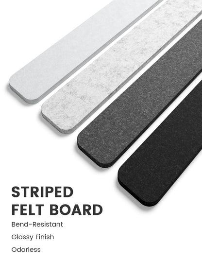 Fluxynara Cork Board Alternative Felt Strip Board 5-Pack 13"x2", Office Pin Board with 35 Push Pins, Adhesive Install for Bedroom Door & Home Office (Concrete Echo)
