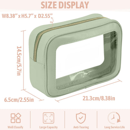 YOPCDJ 3PCS Clear Toiletry Bag,TSA Approved Travel Pouch with Zipper for Cosmetics and Toiletries，Diaper Bag Organizer Pouch Set, Purse Organizer and Clear Car Bag for Women and Kids