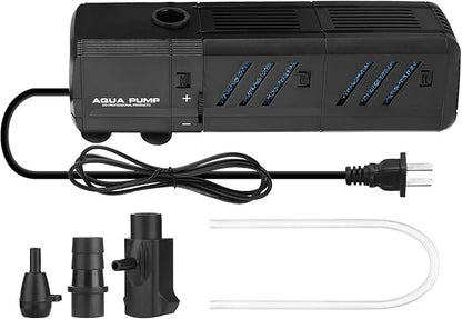 Submersible Aquarium Internal Filter 8W, Adjustable Fish Tank Filter with 200 GPH Water Pump for 10-50 Gallon Fish Tank Black