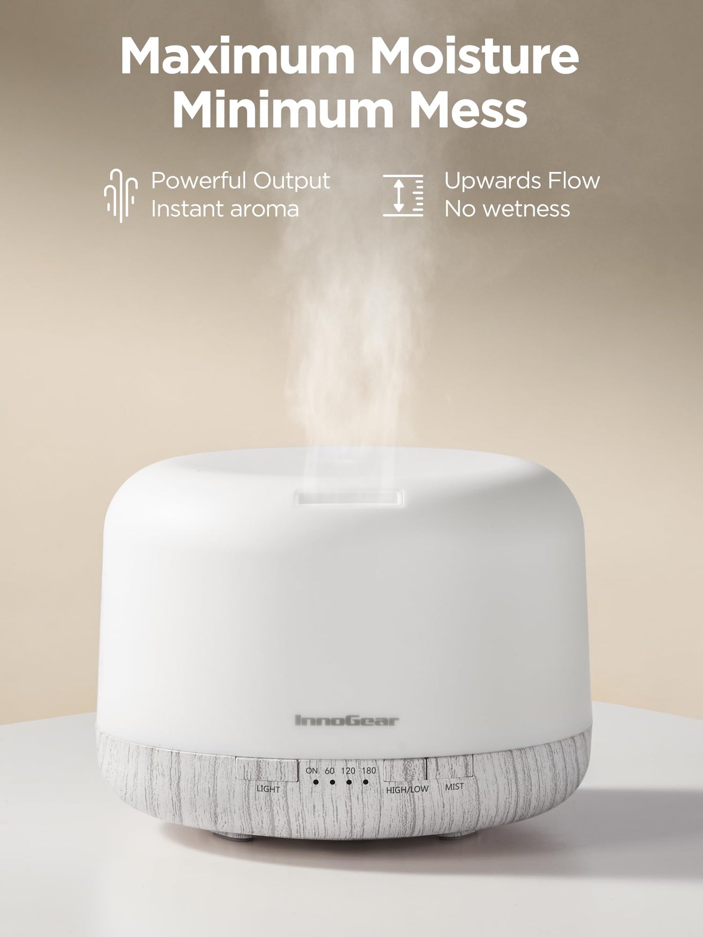 InnoGear Aromatherapy Diffuser & 10 Essential Oils Set, 500ml Essential Oil Diffuser with Remote Control Ultrasonic Cool Mist Scent Humidifier Vaporizer Auto-Off Timer for Room Office Home, Yellow