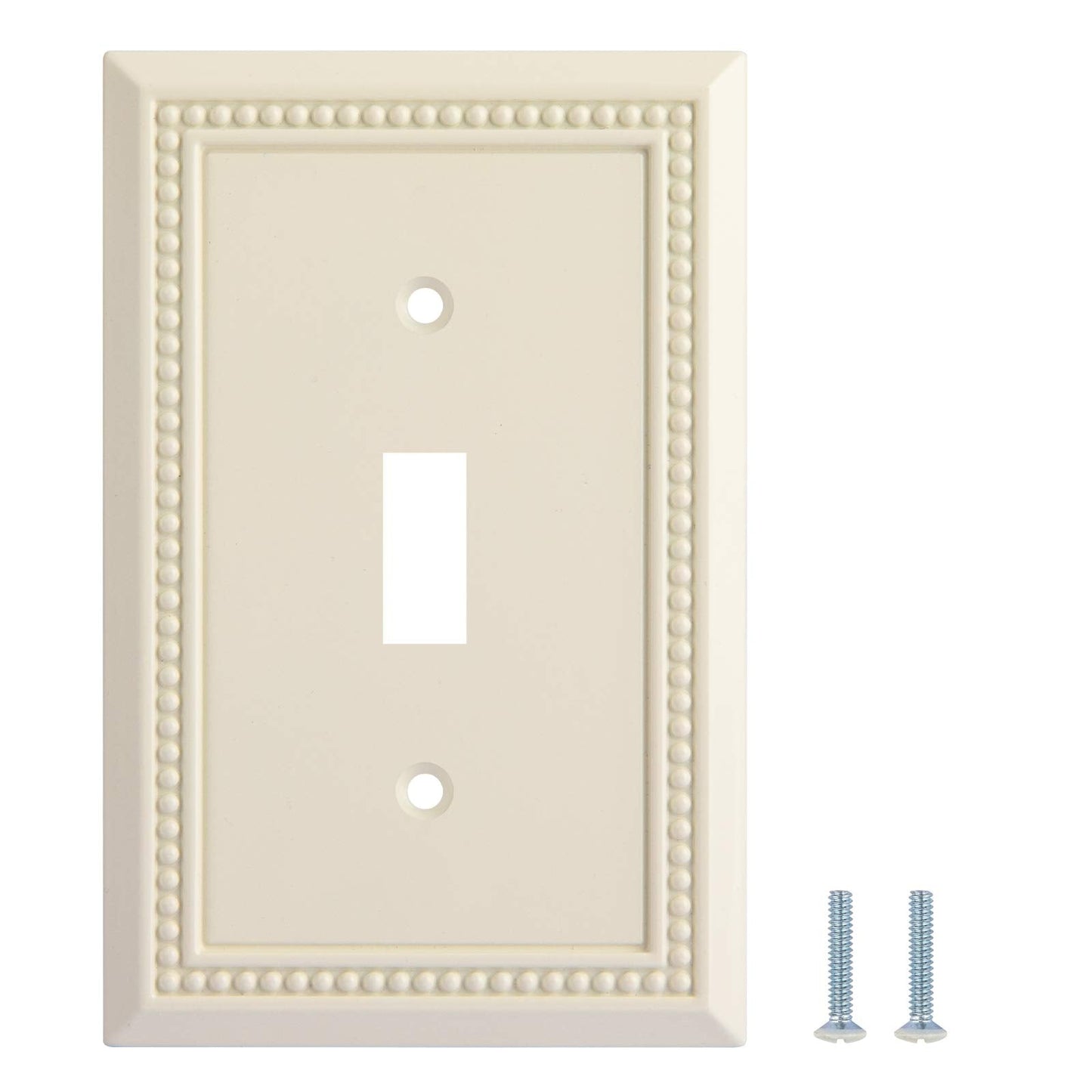 Henne Bery Sunken Pearls Heavy Duty Decorative Wall Plate Switch Plate Outlet Cover, Durable Solid Zinc Alloy (Single Toggle 2PK, Light Almond)