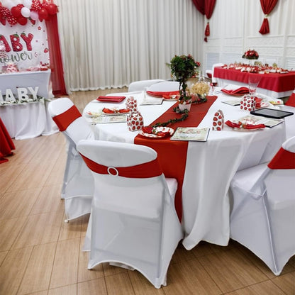 Albassa Chair Sashes Spandex Stretch Chair Bows with Buckle Slider for Wedding Party Decorations (Red, 25PCS)