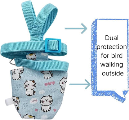 Adjustable Bird Diaper Harness Flight Suit Clothes with 80 Inch Flying Leash Rope for Parrots Conure Cockatiel (Blue,S)