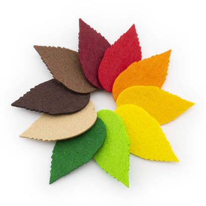Summer-Ray 100pcs Felt Leaves Laser Cutout Embellishment in 10 Colors - Color Set #2