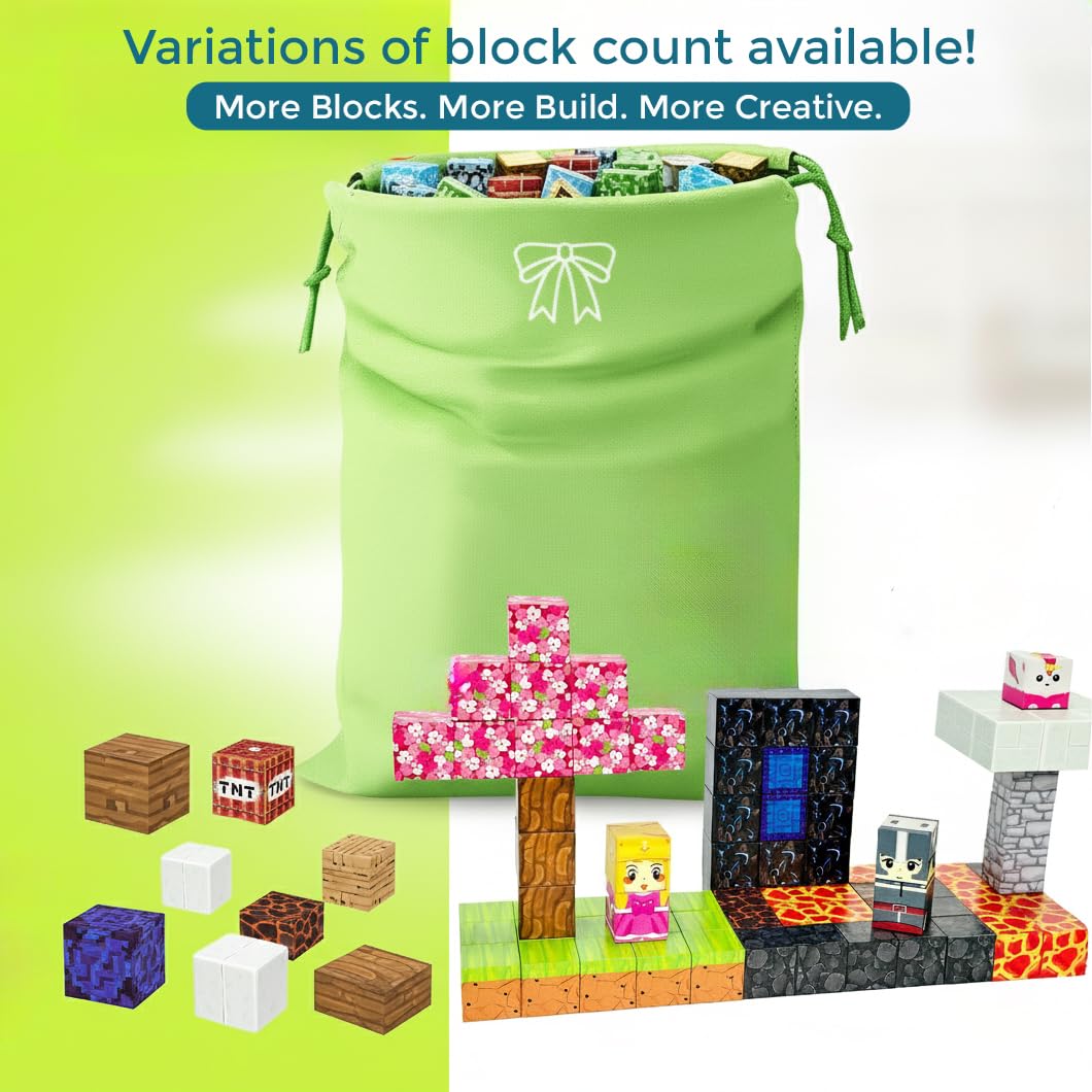 uMadeUs Magic Portal 150pc Magnetic Blocks Building Set – Puzzle Cubes as STEM Toys for Kids Ages 3+ – Creative Educational Sensory Construction Tiles for Boys & Girls