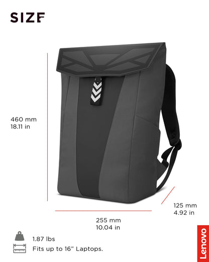 Lenovo Legion Gaming Backpack GB400 for Computers Up to 16 Inch - Lightweight Water Repellant Bag with Multiple Pockets, & Superior Valuables Protection for Gamers (Black)