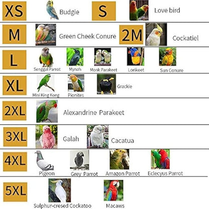 Bird Harness Leather Set Tuxedo Flight Suits with Nappy Diapers Waterproof Inner Layer Urine Wet for Parrot Cockatiel Conure Parakeet Macaw Budgie (L)