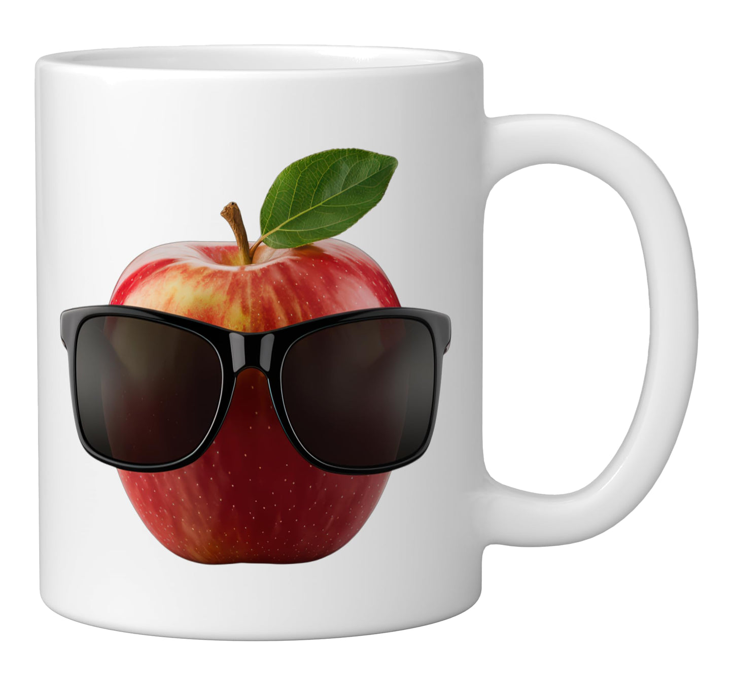 Apple Wearing Sunglasses Tshirt Funny Fruit Costume Graphic Ceramic Mug, White