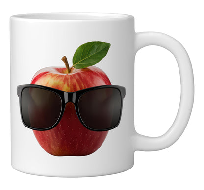 Apple Wearing Sunglasses Tshirt Funny Fruit Costume Graphic Ceramic Mug, White