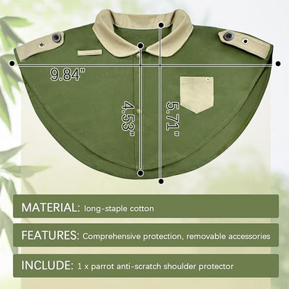 La La Pet Parrot Anti-Scratch Shoulder Protector Pet Bird Training Shoulder Cape Parrots Poop Shawl Diaper Flight Suits and Accessories for Macaws Cockatoos Parakeets Cockatiels Green