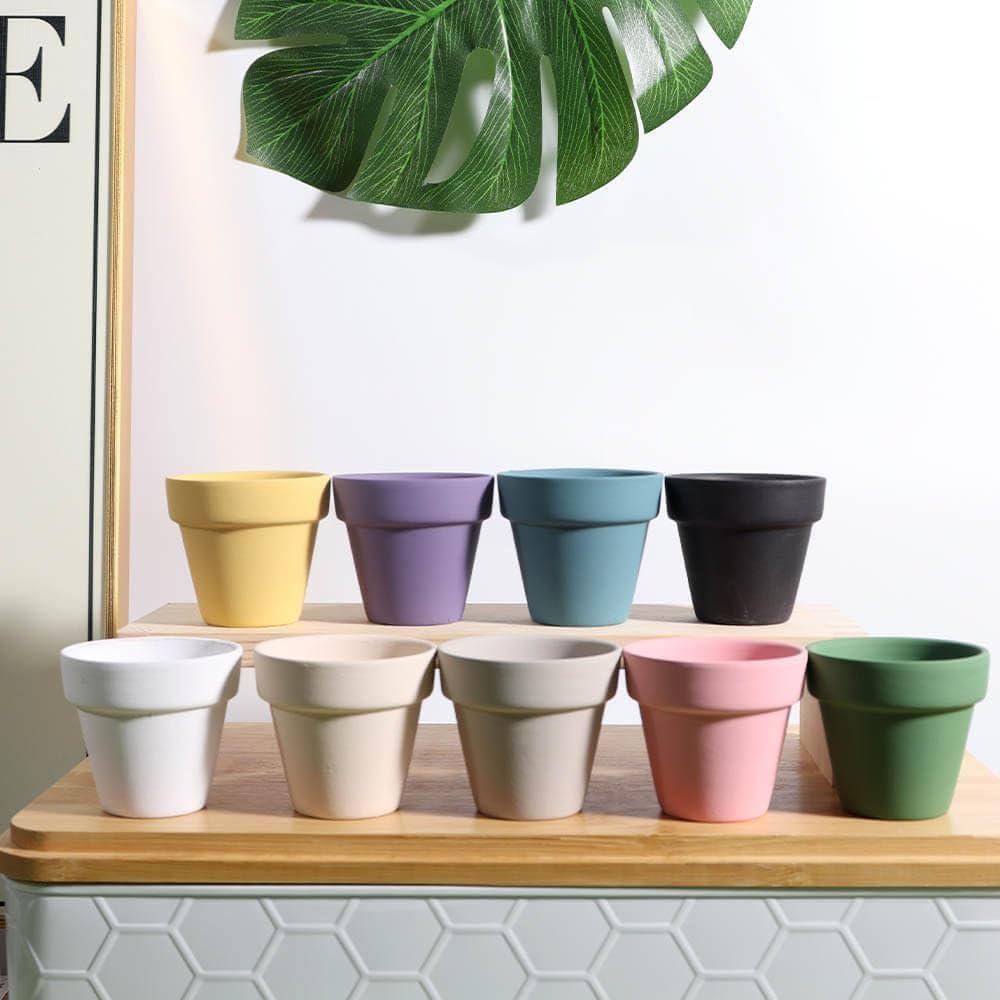 vensovo 4 Inch Terracotta Plant Pots with Saucer - 6 Pack Clay Flower Pots with Drainage, Great for Plants, Crafts, Wedding Favor