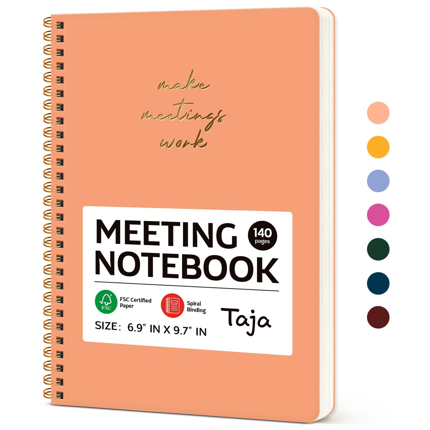 Meeting Notebook for Work Organization - Work notebook with action items, Meeting Minutes Planner Notebook, Perfect Office Supplies for Men & Women - Coral